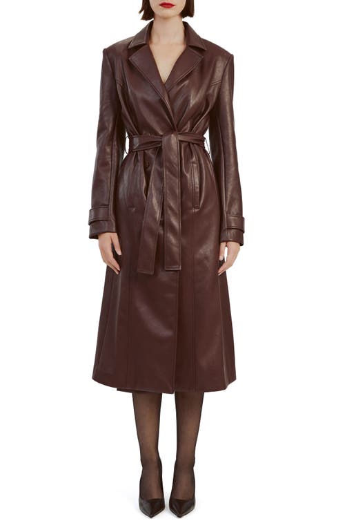 Shop Bardot Faux Leather Trench Coat In Deep Plum