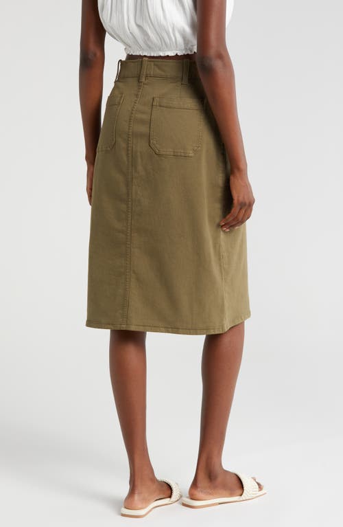 Shop Caslonr Caslon(r) Button Front Twill Skirt In Olive Burnt