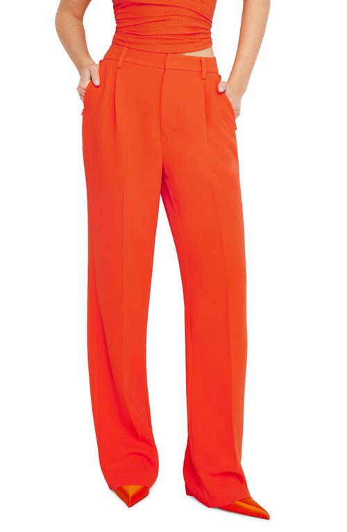 Good American Luxe Suiting Column Wide Leg Trousers In Red