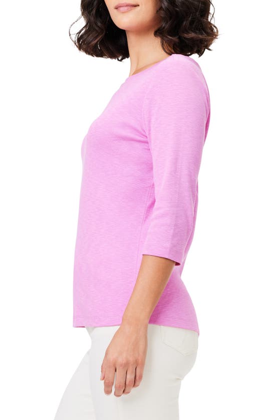 Shop Nzt By Nic+zoe Boat Neck Cotton T-shirt In Pink Lotus
