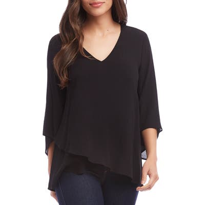 Karen Kane V-Neck Faux Wrap Top, Black