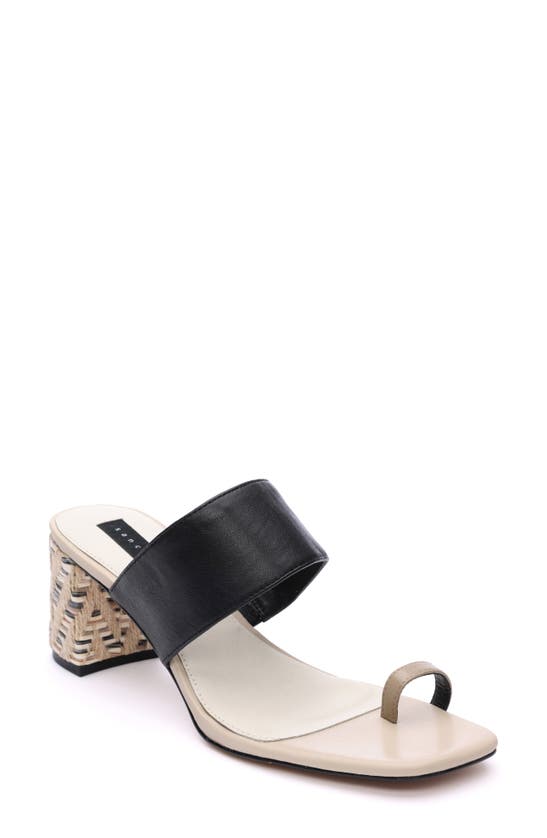 Sanctuary Bold Toe Loop Slide Sandal In Black/ Dk Taupe