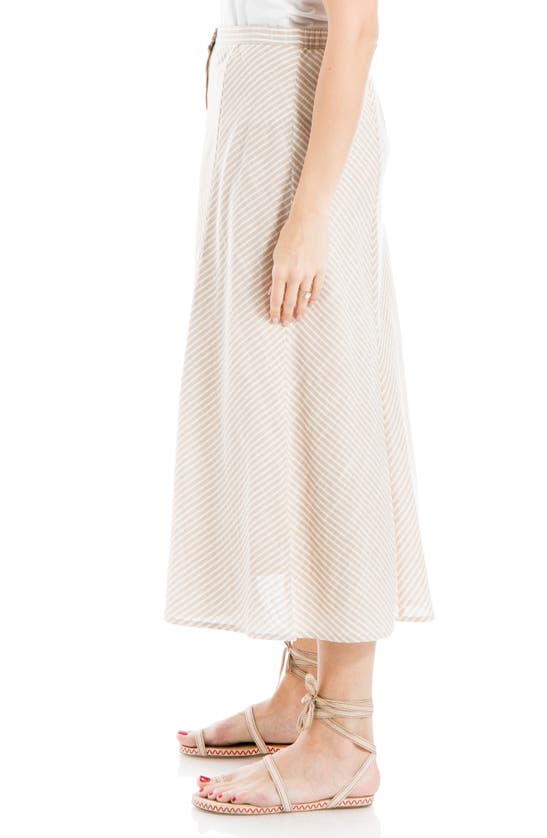 Shop Max Studio Yarn Dyed Button Front Maxi Skirt In Toast/ Off White Chevron