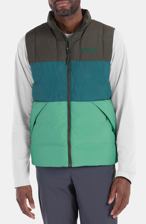 Shop Marmot Ares Packable Recycled Nylon 700 Fill Power Down Puffer Vest In Green