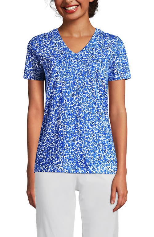 Shop Lands' End Relaxed Supima Cotton V-neck T-shirt In Ivory/vista Blue Flowers