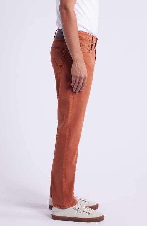 Shop Ag Everett Sueded Stretch Sateen Slim Straight Leg Pants In Sulfur Warm Cinnamon