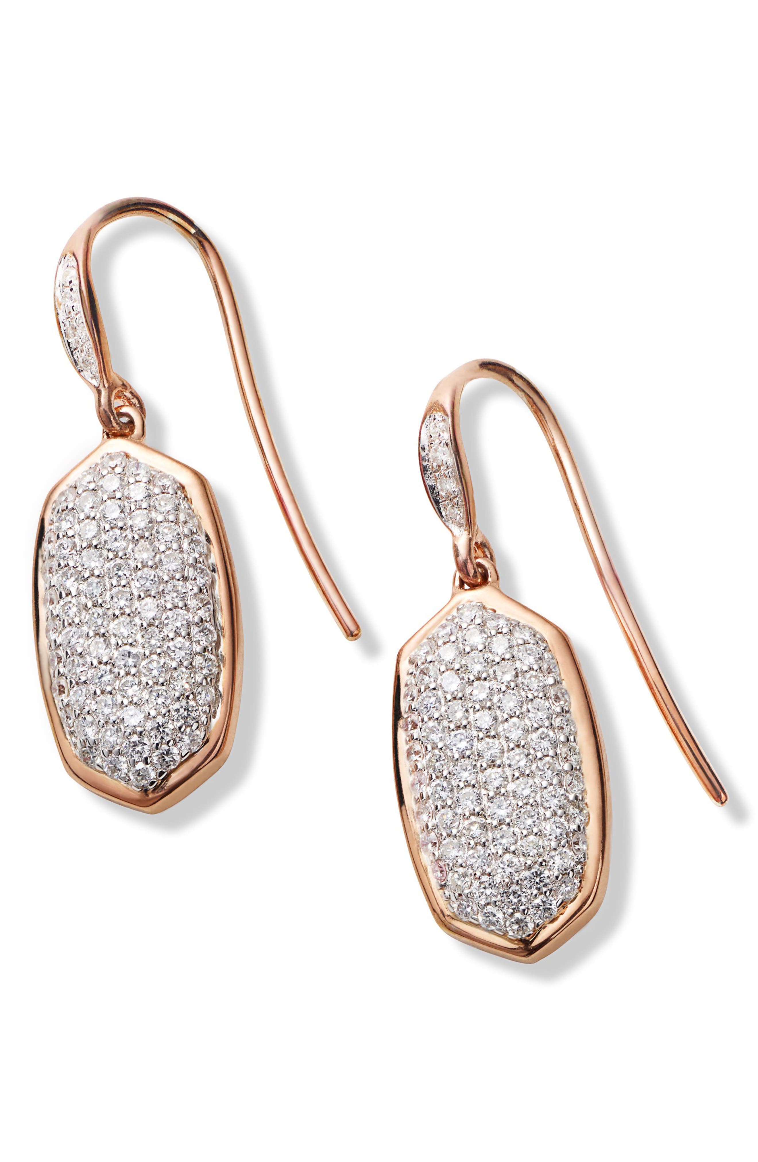 Kendra Scott Lee Diamond & Rose Gold Drop Earrings Nordstrom