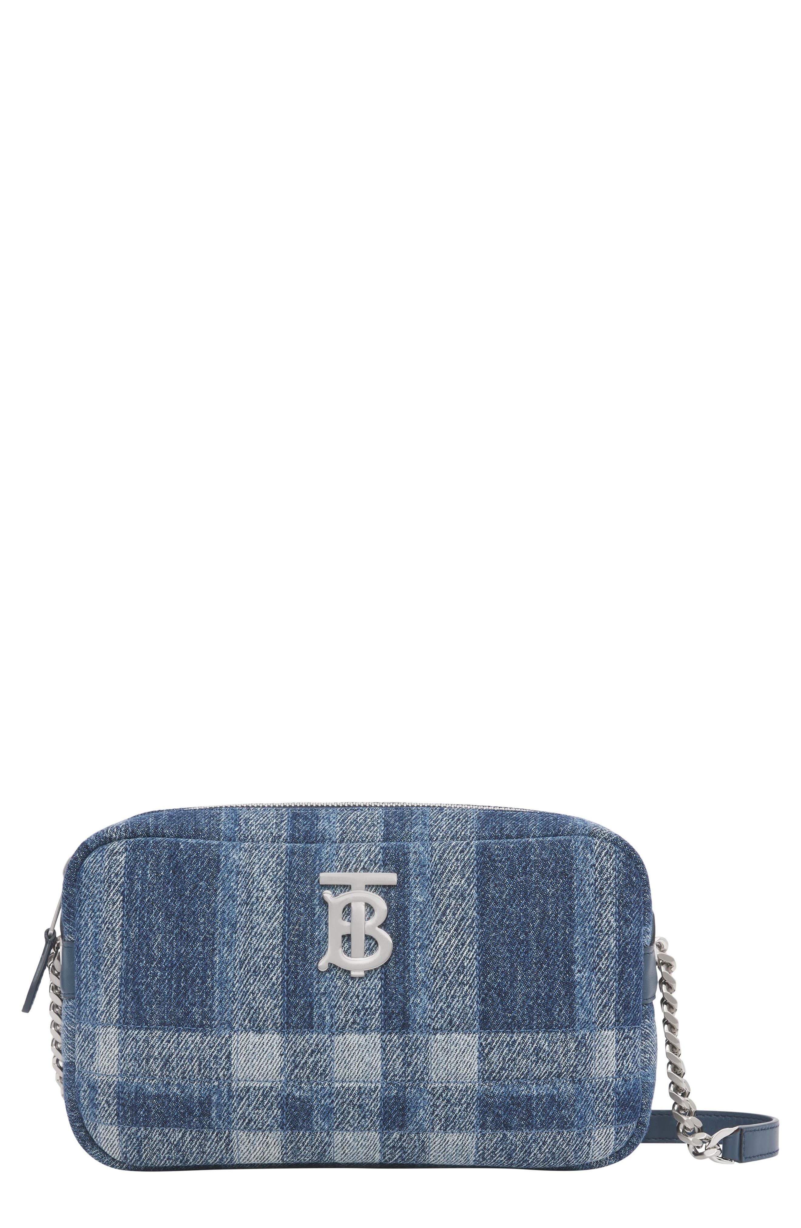 Burberry Small Lola Denim Check Camera Bag in Blue at Nordstrom