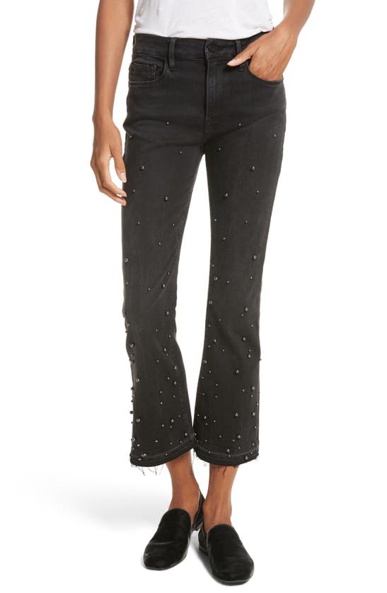 FRAME RAW EDGE HIGH RISE EMBELLISHED CROP JEANS,LCMBRHP208