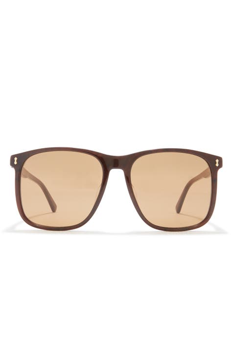 Hurley Cobblestones 57mm Polarized Square Sunglasses In Brown