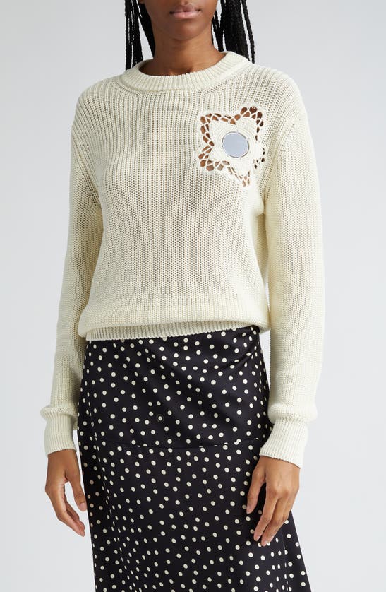 Shop Stella Mccartney Mirror Detail Cotton Sweater In Cream