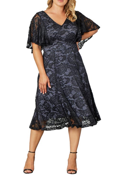 Plus Size Black Lace Dresses Crewneck Regular Patchwork Fit and Flare Knee  Length Lace Dress, Short 11618, Large : : Clothing, Shoes &  Accessories