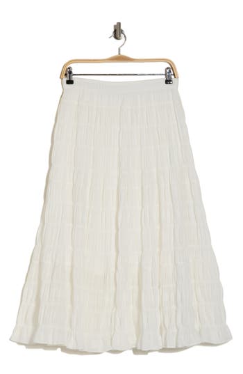 Shop Max Studio Textured Midi Skirt In White-white