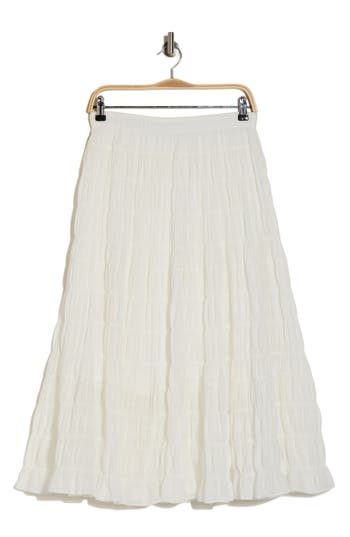 Max Studio Textured Midi Skirt In White-white