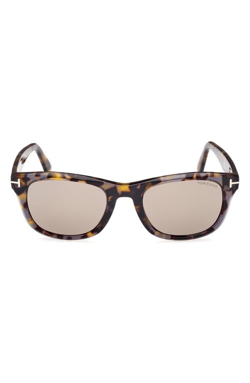 Tom Ford Kendel 54mm Square Sunglasses In Grey Havana/roviex Mirror