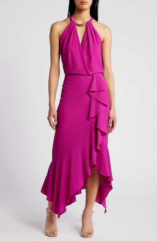 Xscape Evenings Ruffle Detail Crepe High-Low Gown Orchid at Nordstrom,