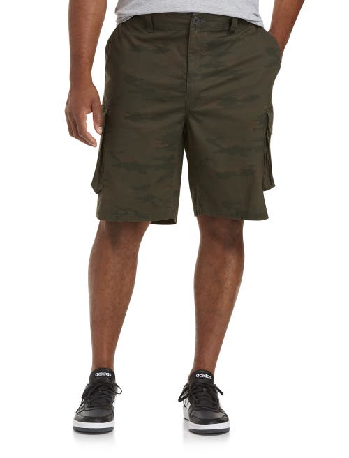 Shop True Nation By Dxl Stretch Ripstop Cargo Shorts In Olive Frontier Camo