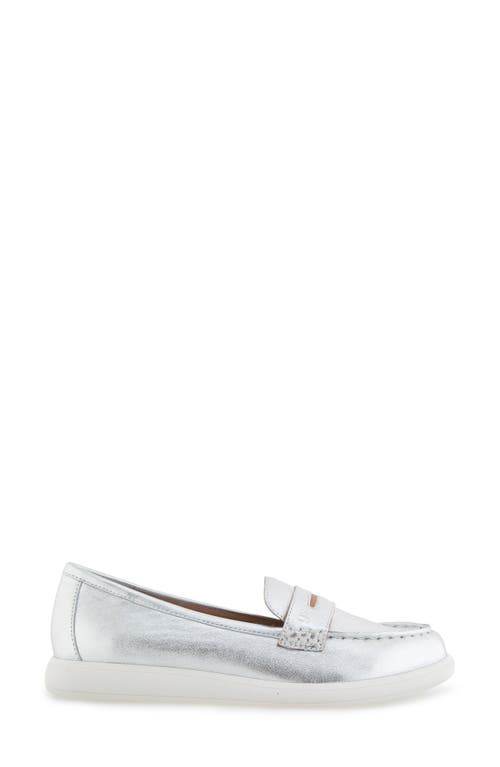 Shop Gentle Souls By Kenneth Cole Gentle Souls Bailey Metallic Penny Loafer In Silver Leather