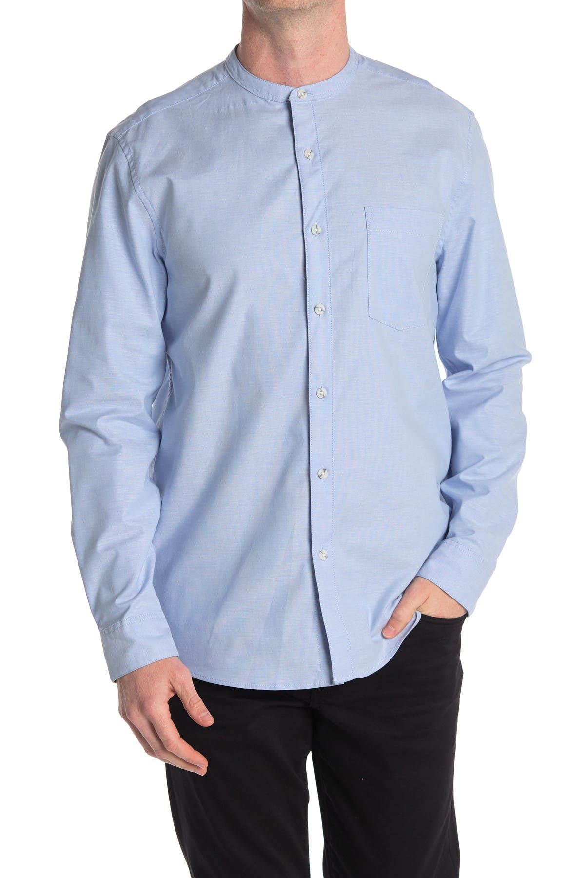 Topman Solid Mandarin Collar Shirt In White