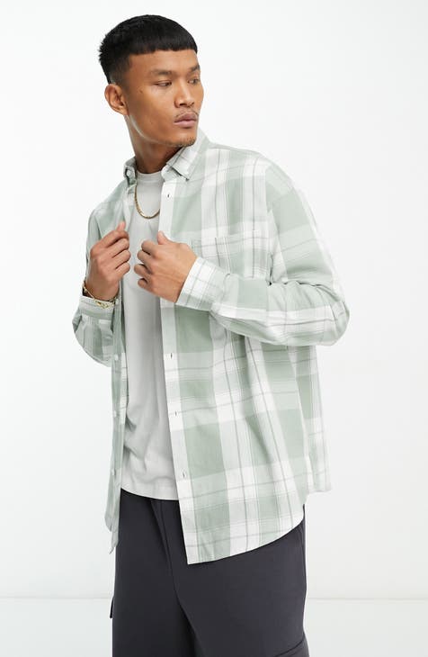 '90s Check Oversize Flannel Button-Down Shirt