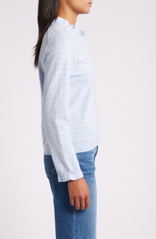 Shop Wit & Wisdom Ruffle Pointelle Sweater In Heather Light Blue