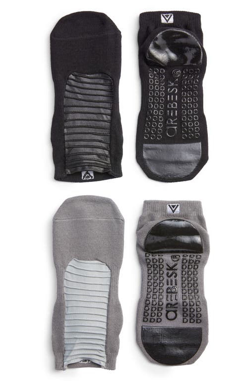 Arebesk Moto Assorted 2-Pack Closed Toe Ankle Socks in Black /Gray