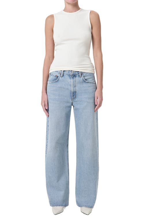 Agolde Luna Pieced High Waist Raw Hem Barrel Jeans In Force
