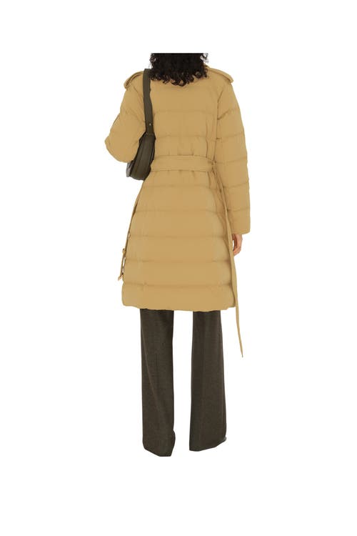 Shop Burberry Mid-length Nylon Puffer Coat In Flax/sand