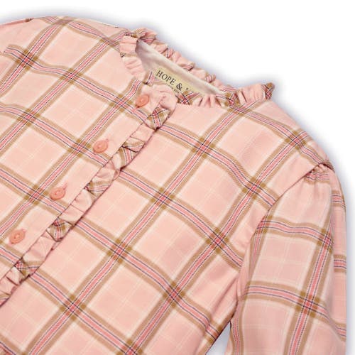 Hope & Henry Girls' Organic Tiered Ruffle Neck Dress, Toddler In Fall Rose Plaid