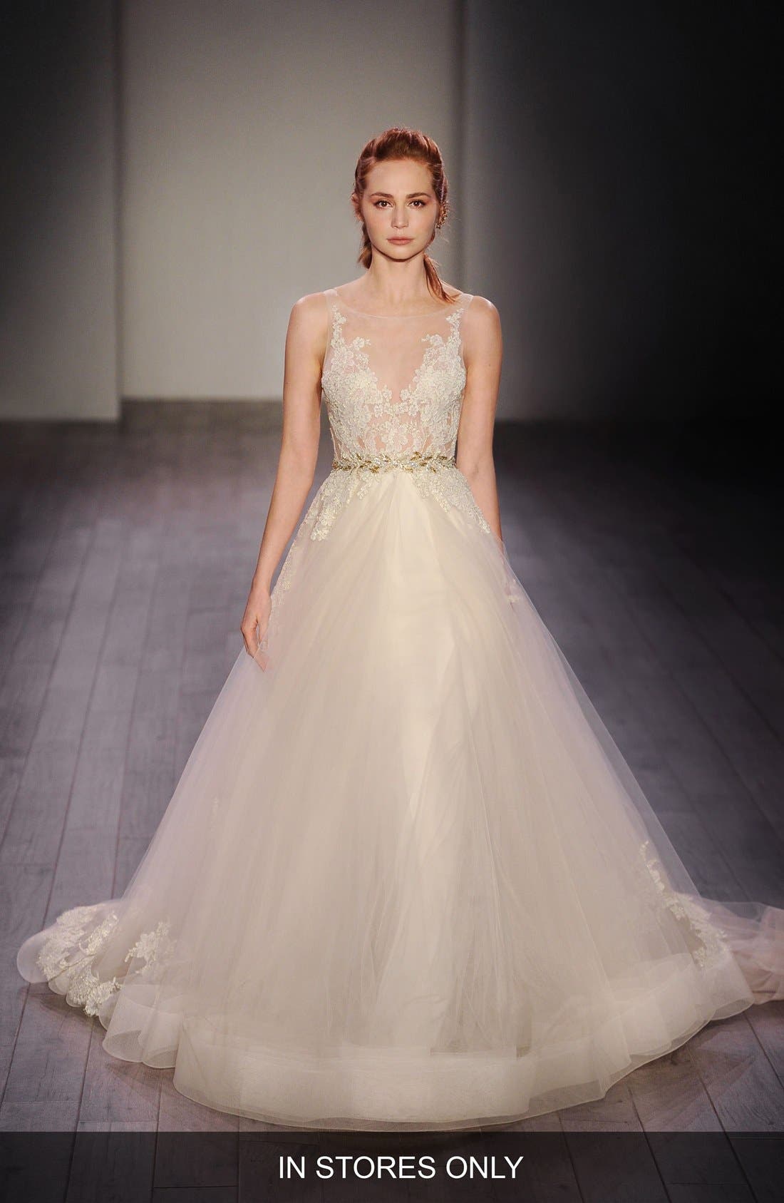 Lazaro Lace Applique Tulle Ballgown Dress