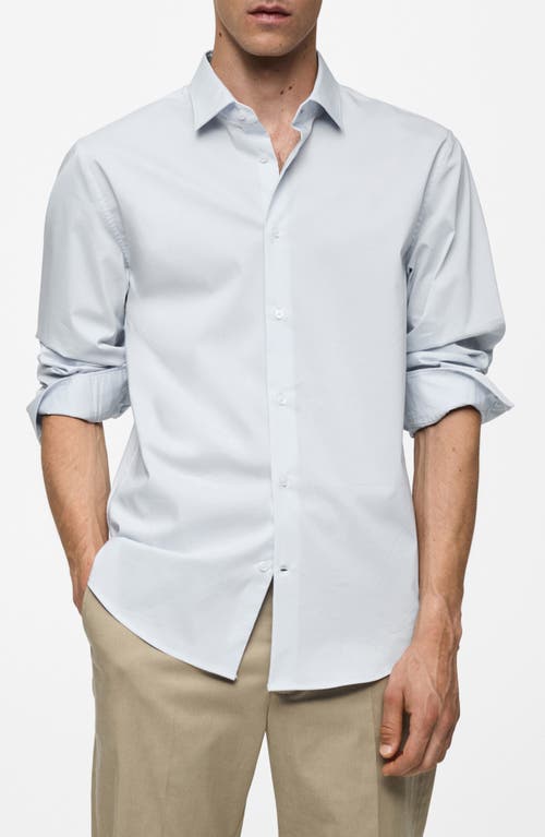 Shop Mango Stretch Button-up Shirt In Sky Blue