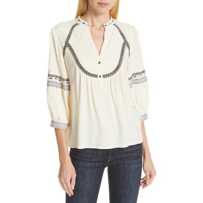 Ba & sh Plume Embroidered Top, Ivory