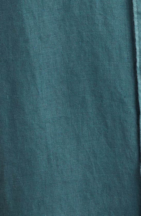 Shop Original Penguin Delave Short Sleeve Linen Button-up Shirt In Sea Pine