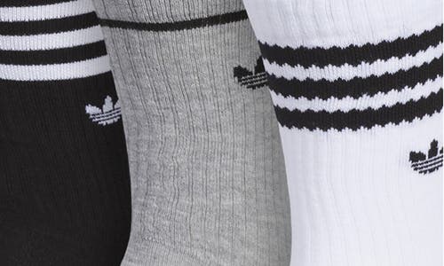 Shop Adidas Originals Adidas Assorted 3-pack Trefoil 2.0 Crew Socks In White/grey/black