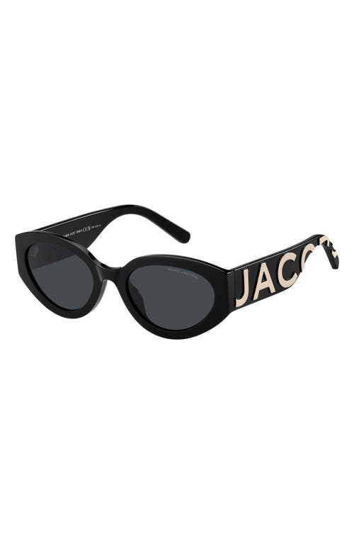 Shop Marc Jacobs 54mm Round Sunglasses In Black White/gray