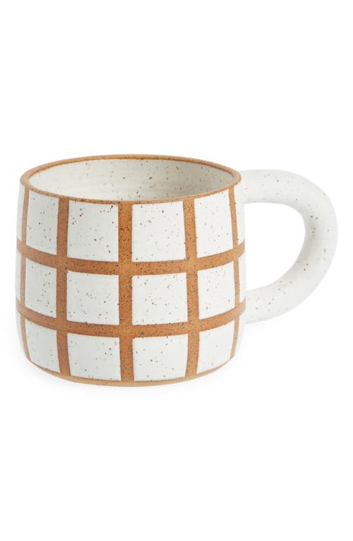 PEPPER STONE CERAMICS Grid Ceramic Mug in Rustic White