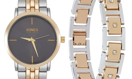 Jones New York Three-hand Quartz Mesh Strap Watch & Id Bracelet Set In Gold/silver