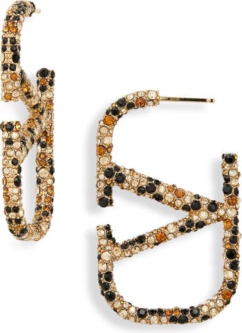 Valentino Garavani Vlogo Signature Crystal Drop Earrings - Gold