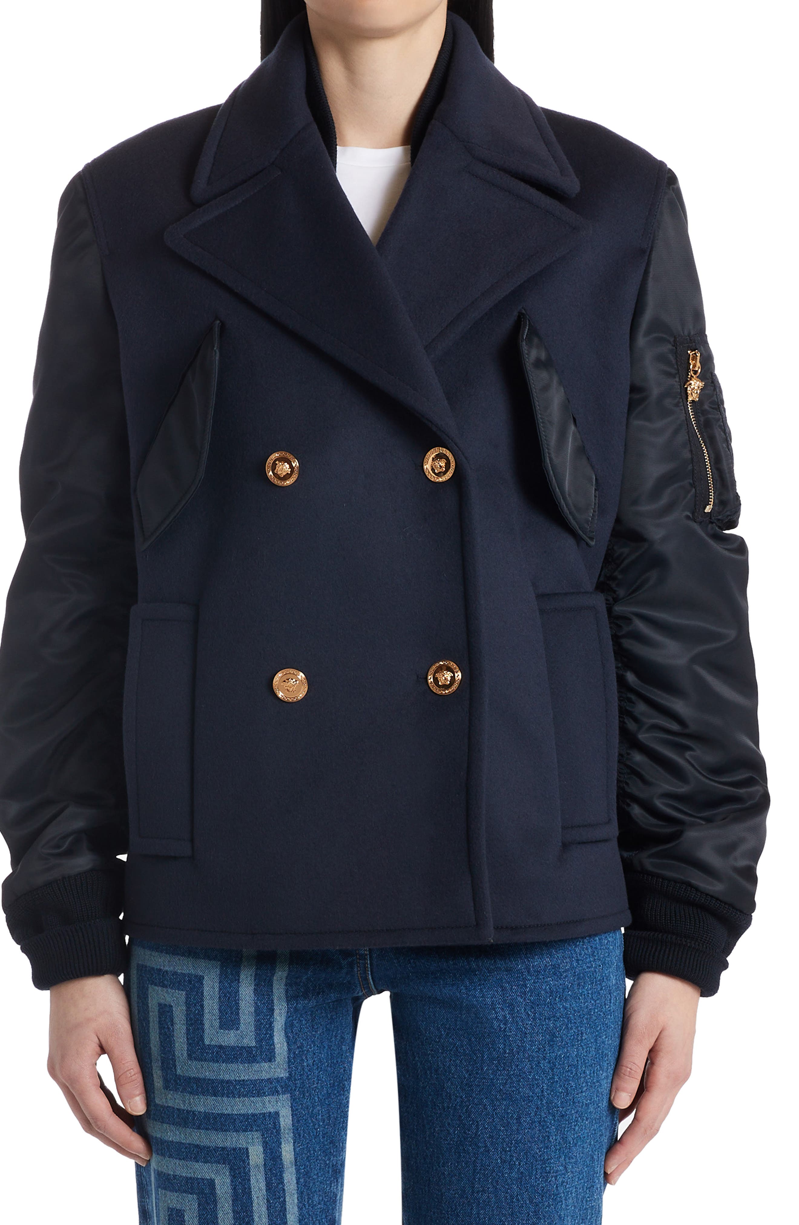 mens bomber peacoat