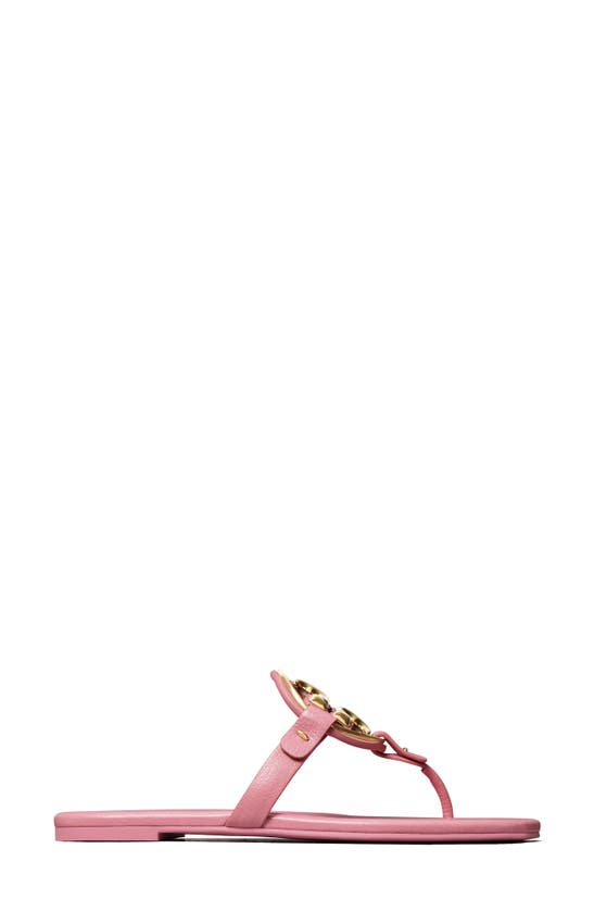 Shop Tory Burch Metal Miller Soft Leather Sandal In Pink Bubblegum / Gold