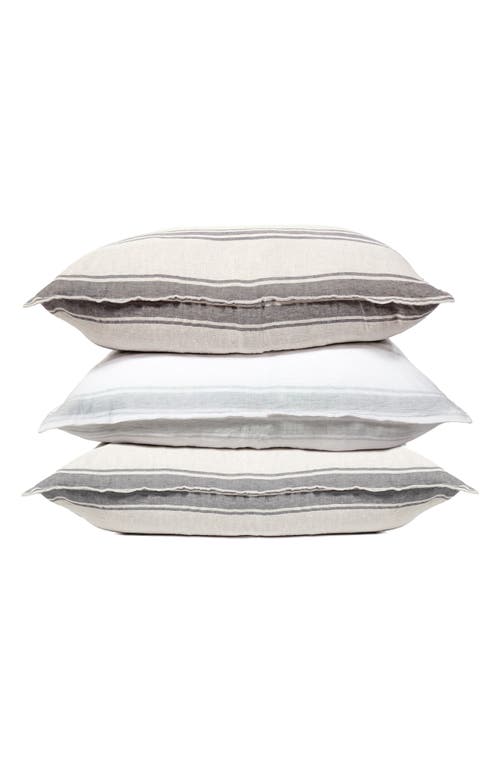 Pom Pom At Home Jackson Big Linen Accent Pillow In White/ocean