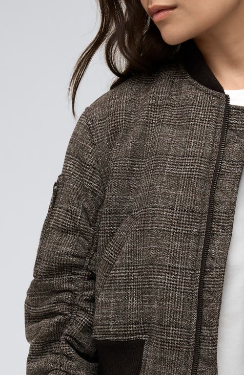 Shop Kenneth Cole Plaid Crop Bomber In Medium Bark Multi