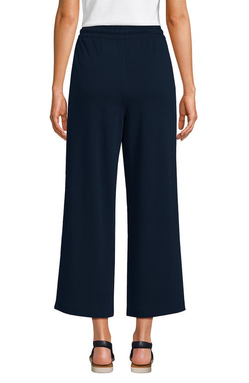 Shop Lands' End Sport Knit Pull On Drawstring Wide Leg Crop Pants In Radiant Navy