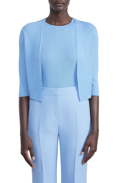 Lafayette 148 New York Open Front Crop Cardigan in Cool Blue