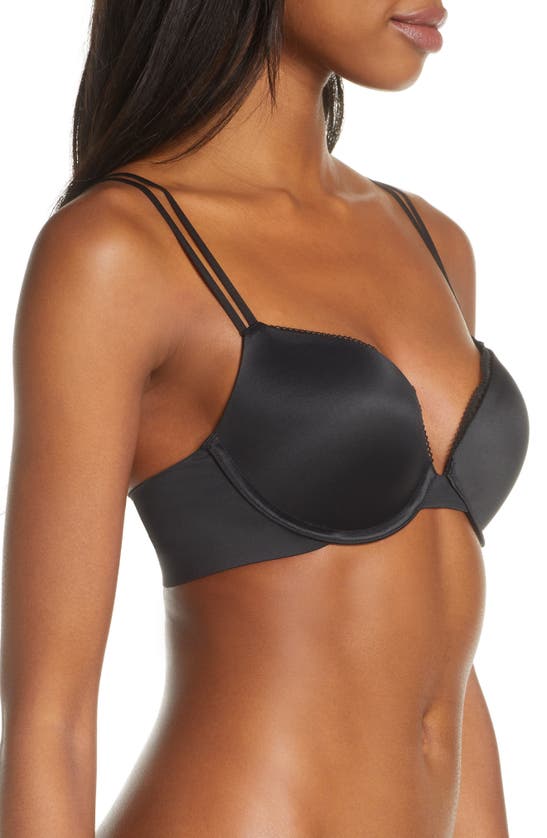 Shop Calvin Klein Liquid Touch Underwire Push-up Plunge Bra In Black