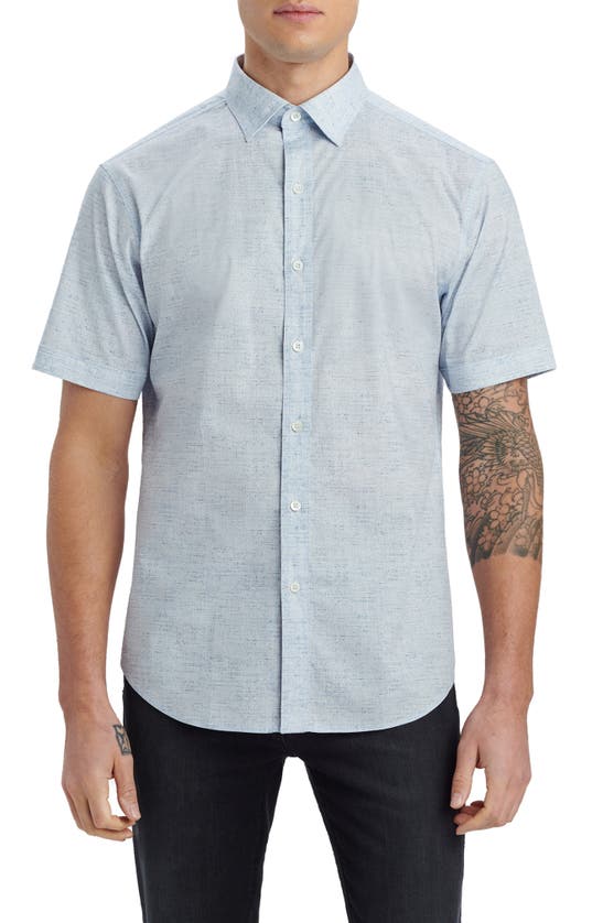 Bugatchi Shaped Fit Stretch Cotton Button-up Shirt In Ice