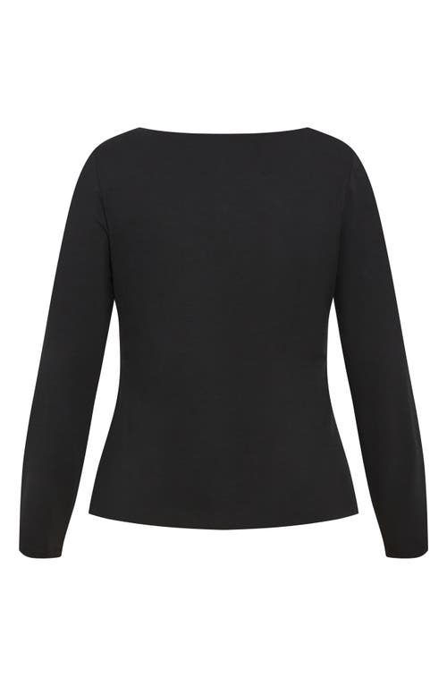 City Chic Liz Scoop Neck Jersey Top In Black