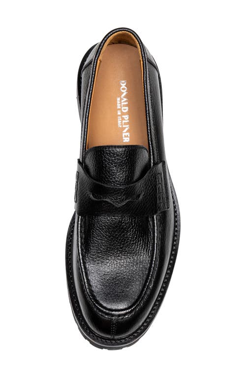 Shop Donald Pliner Lug Penny Loafer In Black