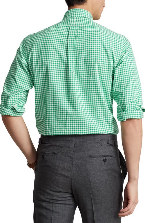 Shop Polo Ralph Lauren Gingham Oxford Cotton Button-down Shirt In 4338h Summer Emerald/white