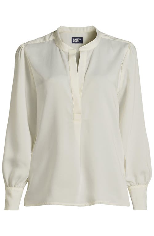 Shop Lands' End Satin Popover Shirt In Ivory